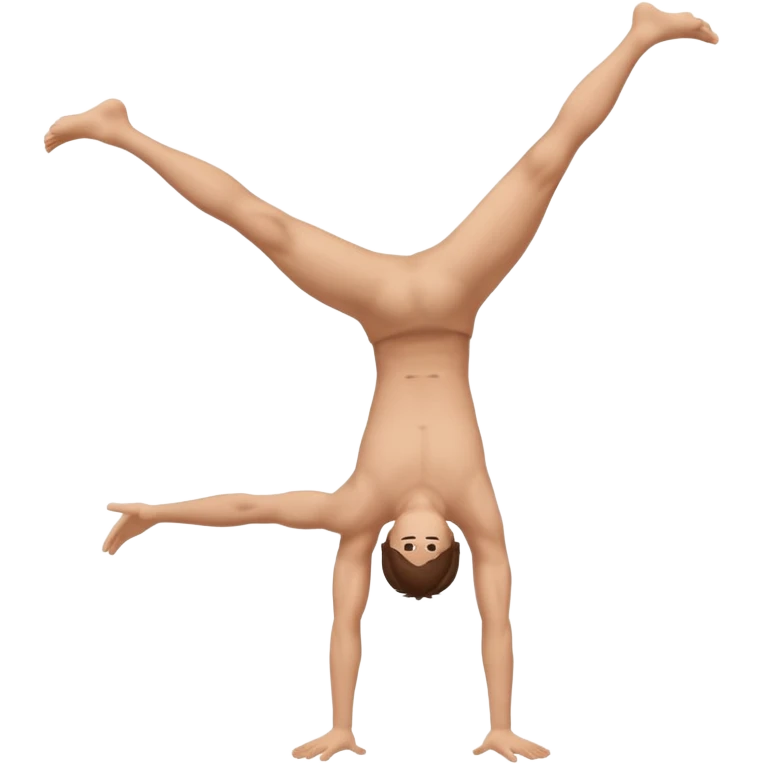 Fully body naked nude male with brown hair  cartwheel backwards just butt cheek showing emoji