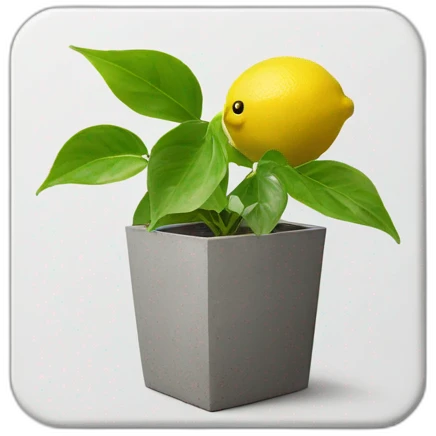 lemon Epipremnum aureum on a cement square pot emoji
