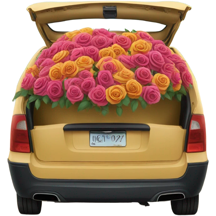 biegie  car in the trunk many roses emoji