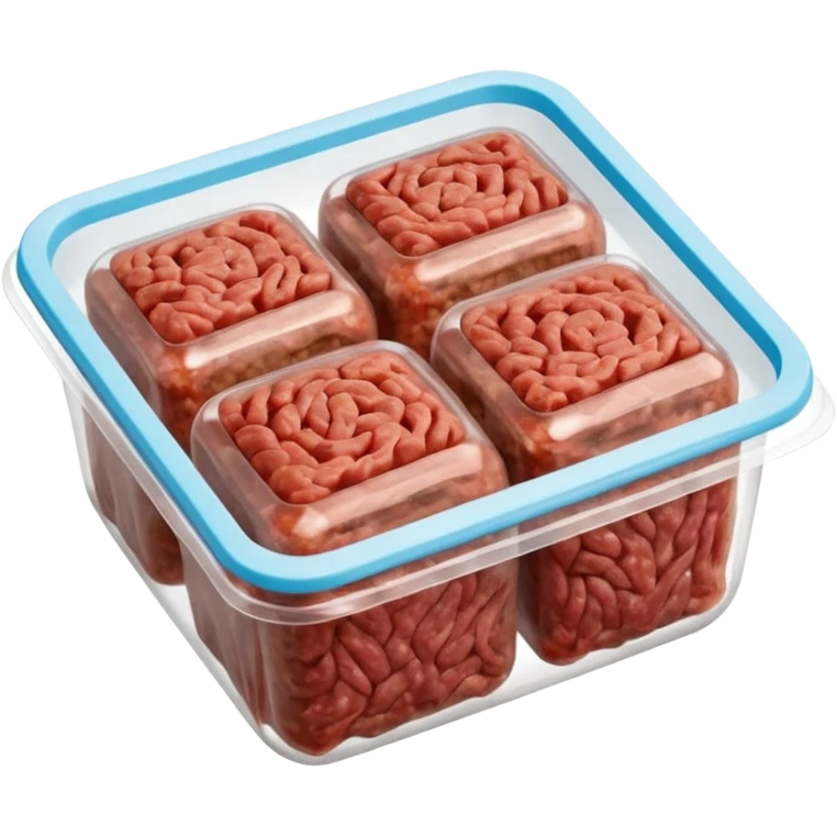 A 3D cartoon pack of minced meat wrapped in transparent plastic, supermarket-style packaging, top angle, Memoji-style. emoji