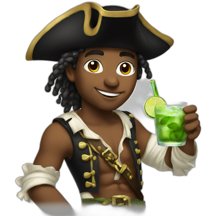 young pirate drinking mojito emoji
