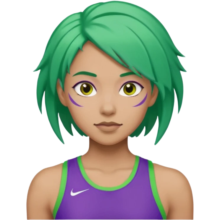 female, green haired, purple clothesathlette emoji