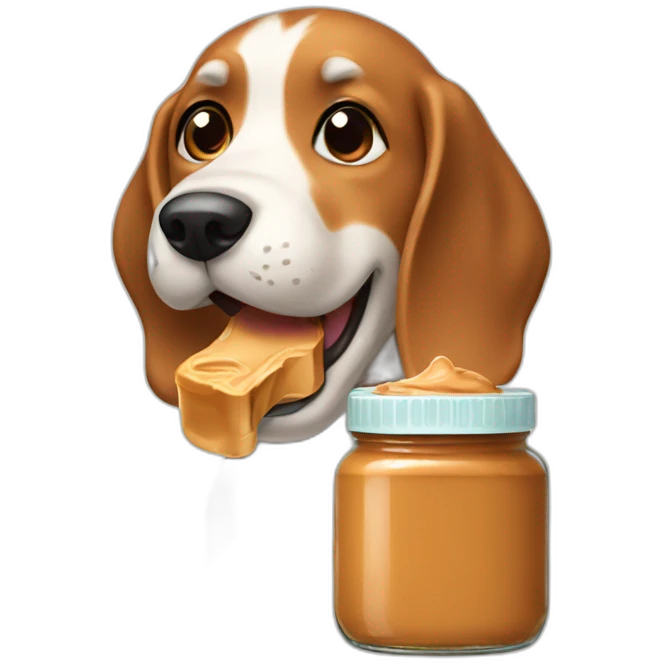 dog licking a jar of peanut butter emoji