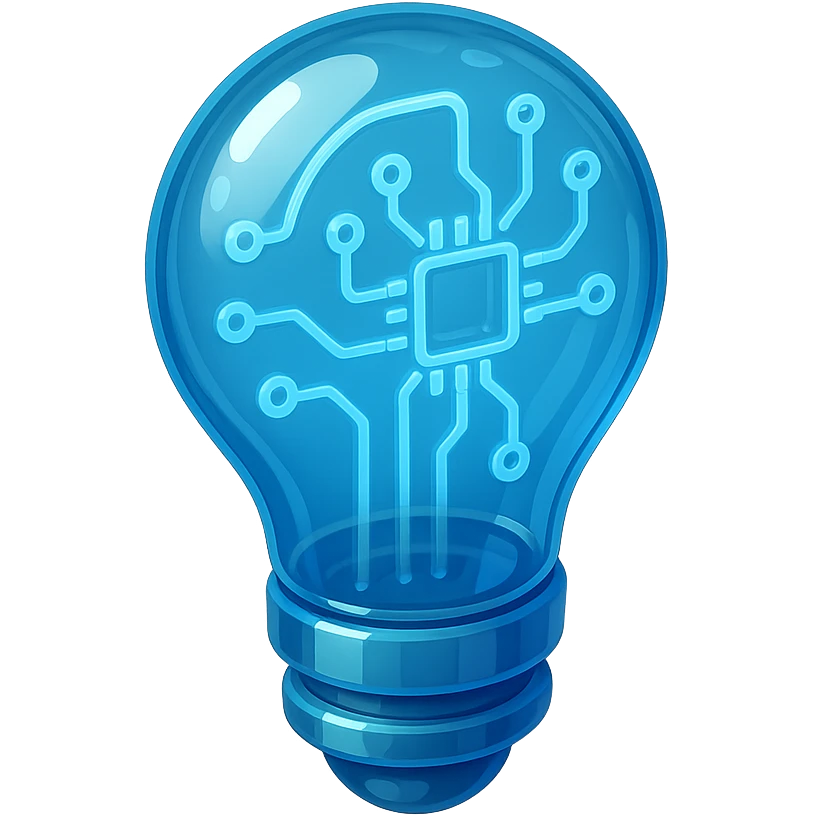 lightbulb icon with glossy circuit style emoji