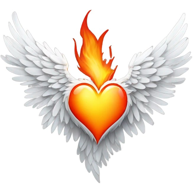 White heart with fire wings emoji