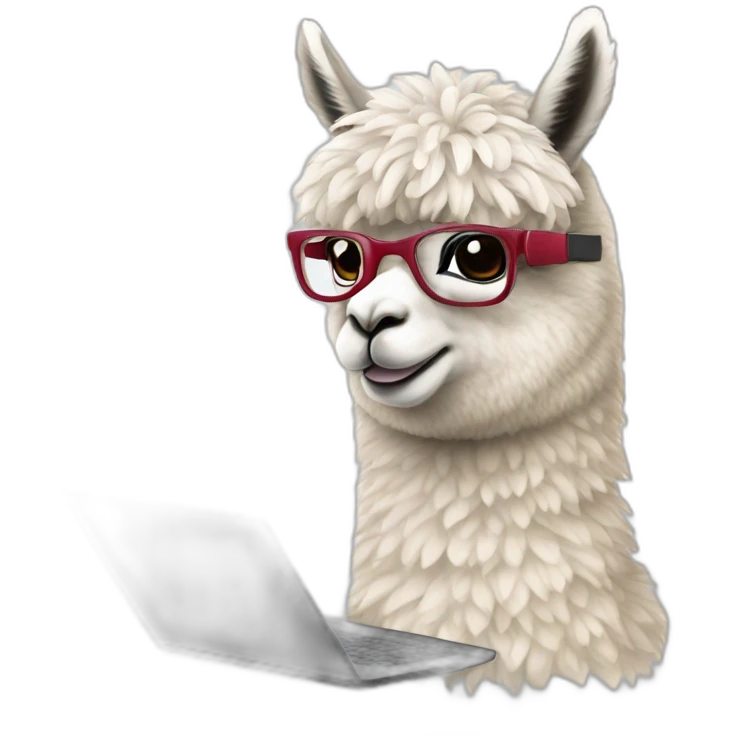 alpaca wearing a headset typing on the PC keyboard emoji
