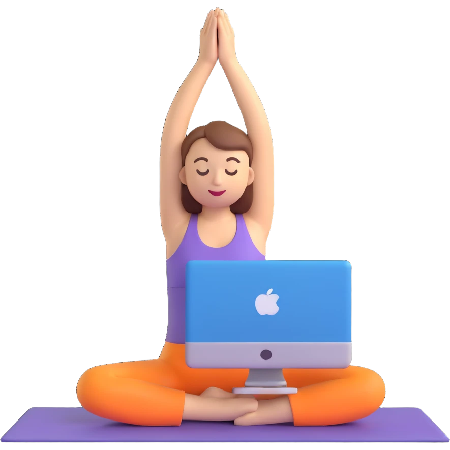 a computer doing yoga, 3D emoji style emoji
