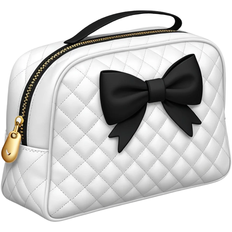 Black quilted cotton cosmetics bag with black bow   emoji
