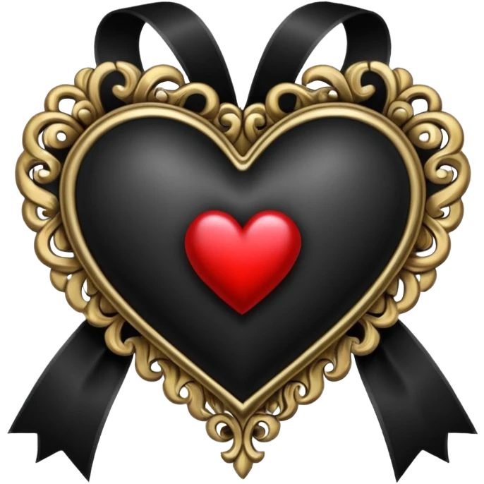 gothic heart with a black ribbon emoji