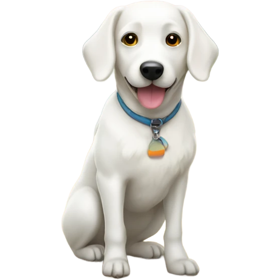 White dog walking to the beach emoji