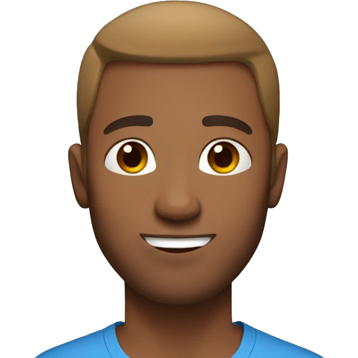 yoga guy in blue shirt light brown skin straight hair emoji