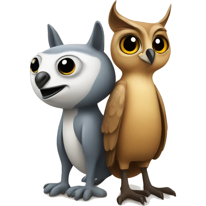 An owl and a kangaroo emoji
