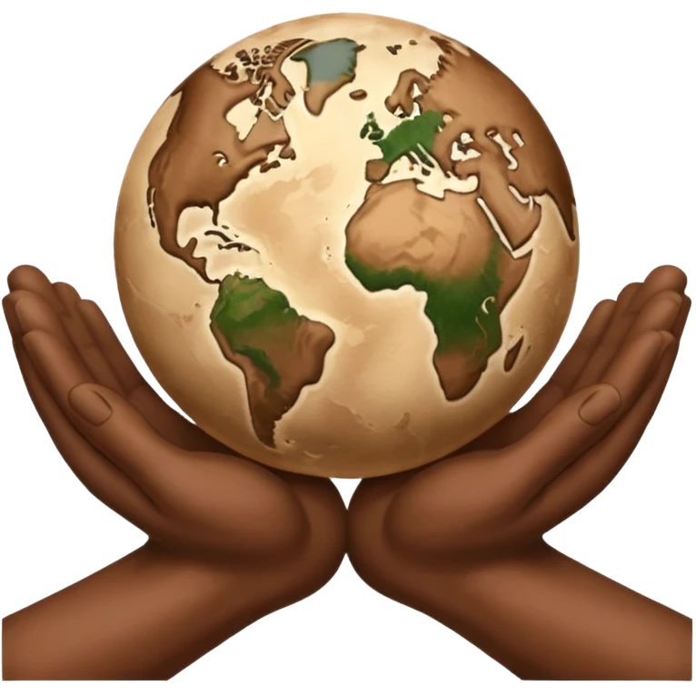 simple Beige hands holding simple earth emoji
