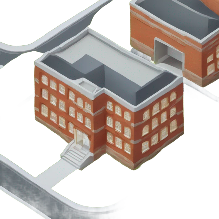isometric one floor round red brick building emoji