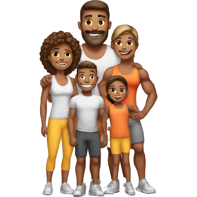happy muscular family emoji