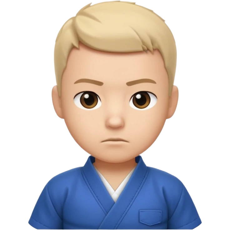 cute martial arts coach portrait, head and shoulders only, gi uniform collar, black belt detail, serious but friendly face, 3D cartoon, mobile game icon style, clean background, no text, no watermark
 emoji