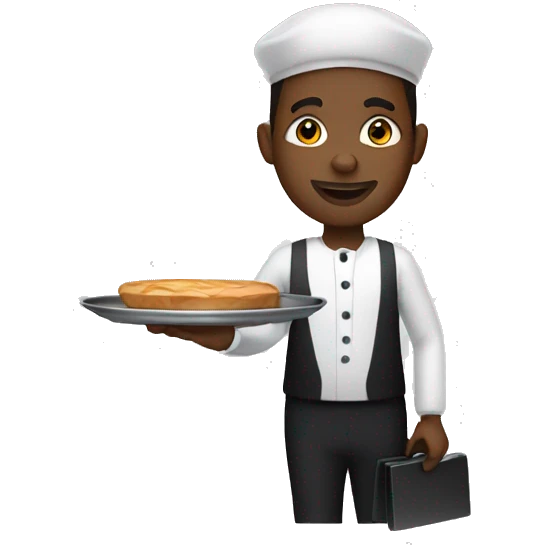 Black waiter holding a tray emoji