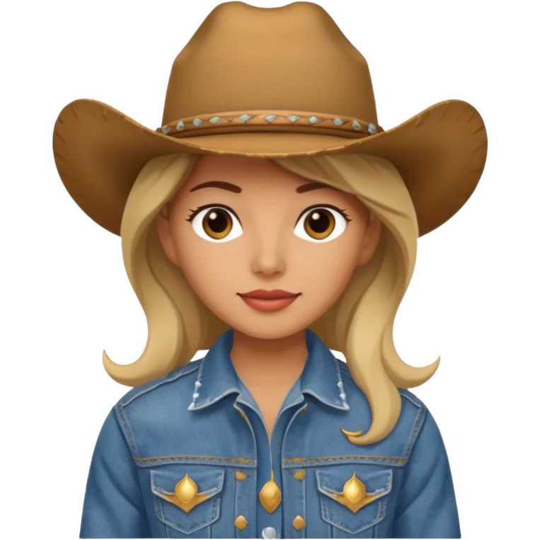 Cowgirl with denim jacket and hat emoji