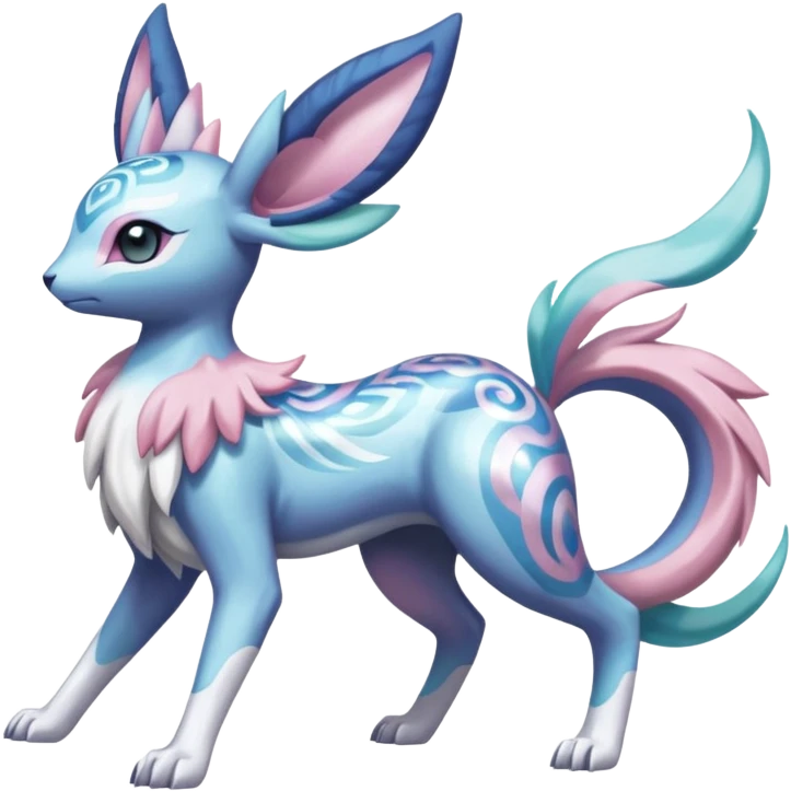 Meloetta-Sylveon-Dialga-Suicune-Palkia-fusion-animal-hybrid-creature, full body  emoji