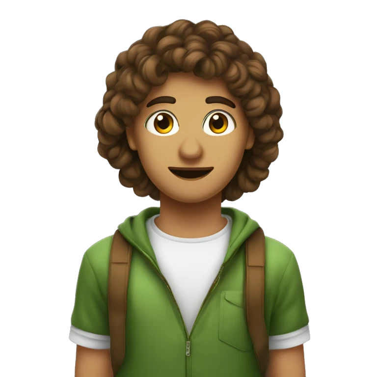 un ragazzo con una ragazza abbracciati lei con i capelli ricci e occhi verdi lui capelli lisci e marroni e occhi verdi emoji