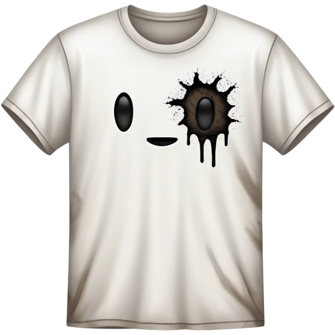 A white T-shirt heavily stained with black dirt and grime. The fabric is covered in dark smudges, making it look extremely dirty and worn out emoji