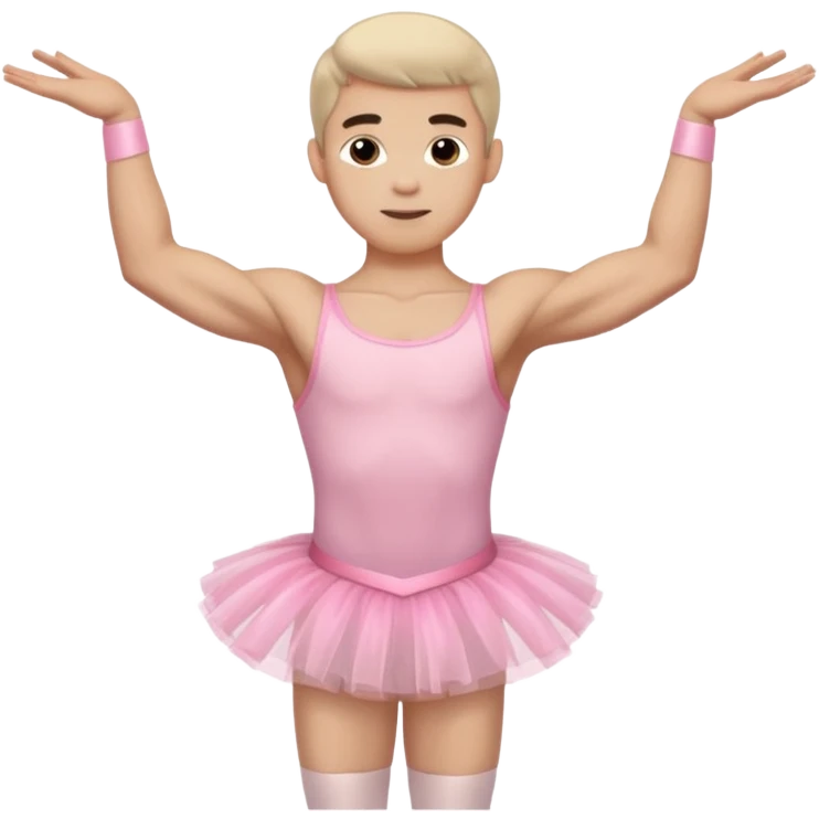male ballerina with a pink tutu and exaggerated muscles emoji