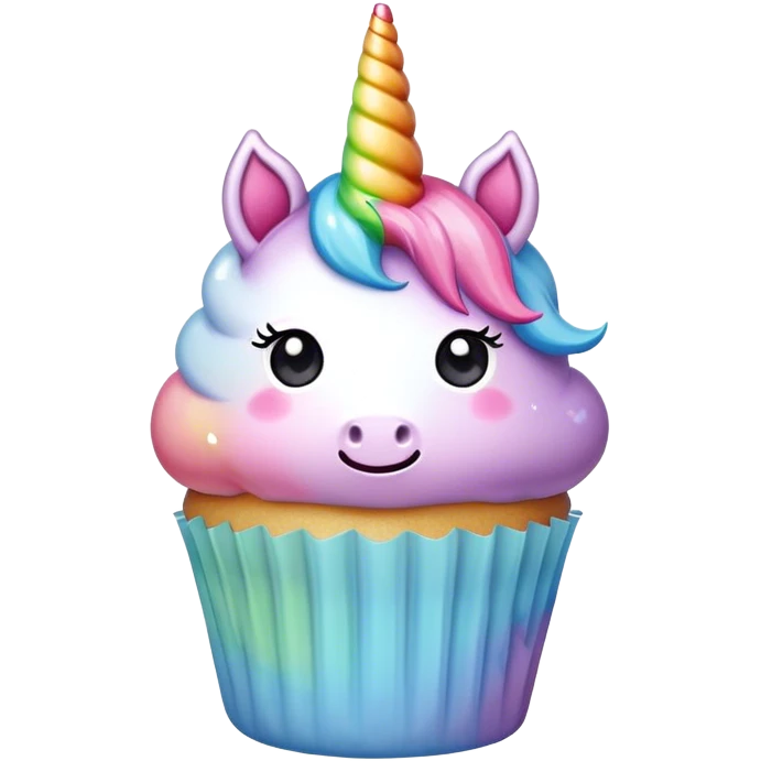 kawaii pastel rainbow unicorn cupcake emoji