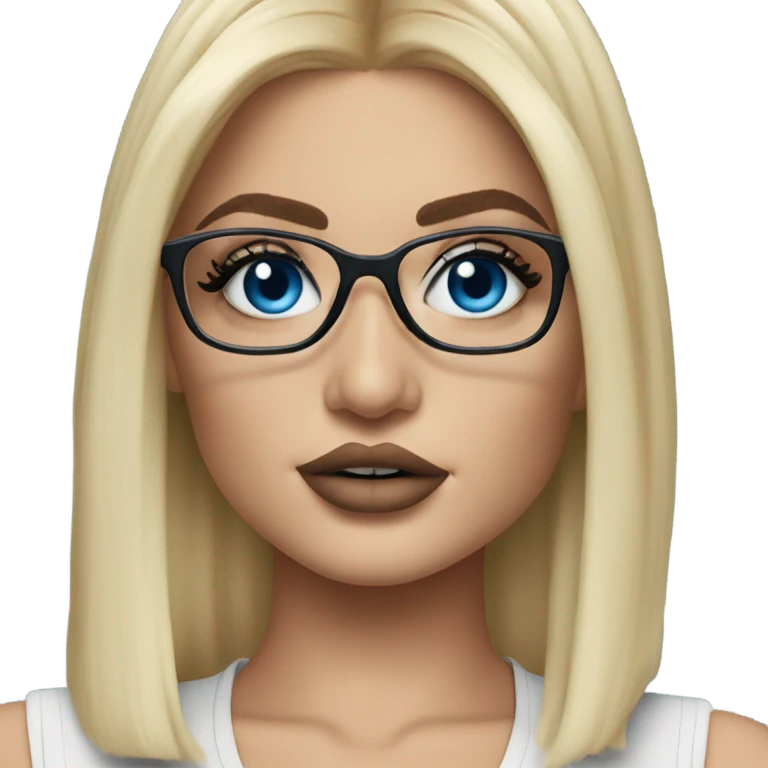 Hyper real blonde kylie jenner with blue eyes and glasses  emoji
