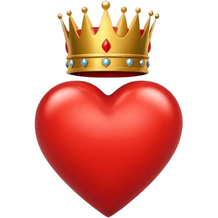I want a red heart these emoji ❤️ and i also want a crown like this 👑 on it from front and it should be from a one side emoji emoji