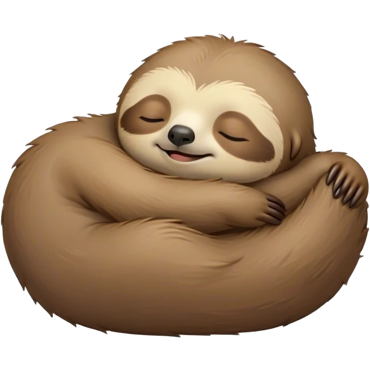 Meme-Worthy cute Sleeping Sloth Portrait Emoji, Head resting peacefully with a contented smile, showcasing a luxuriously soft, fuzzy form and eyes gently closed in serene slumber, Simplified yet comically adorable features, highly detailed, glowing with a soft, drowsy glow, high shine, relaxed and utterly lovable, stylized with an air of playful laziness, bright and heartwarming, soft glowing outline, capturing the essence of a sleeping sloth that feels destined to become the next viral icon of adorable rest! emoji