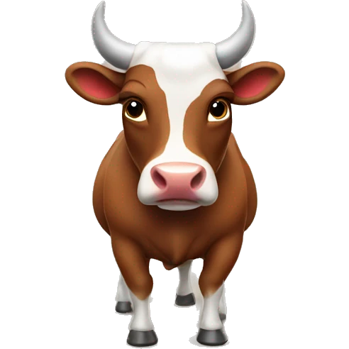 friendly brown bull with horns and red bandana emoji