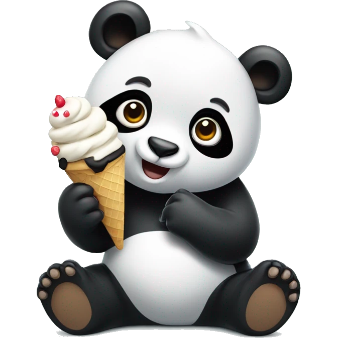 Panda eating ice cream emoji