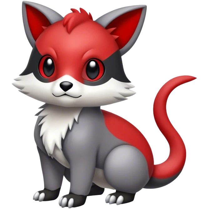 Cute cool black red white grey animal hybrid Fakemon full body emoji