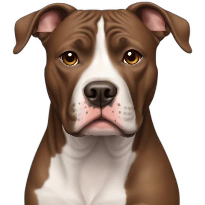An American Staffordshire pitbull dog with brown brindle coat and a white line on the center of the face   emoji