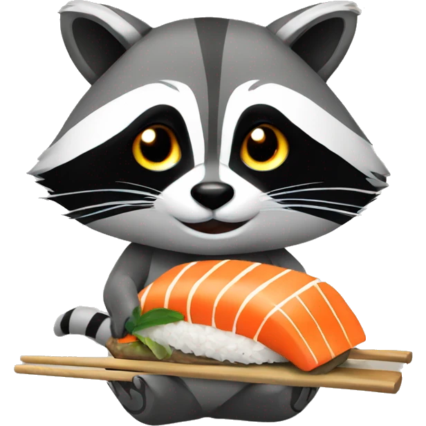 Raccoon with sushi emoji