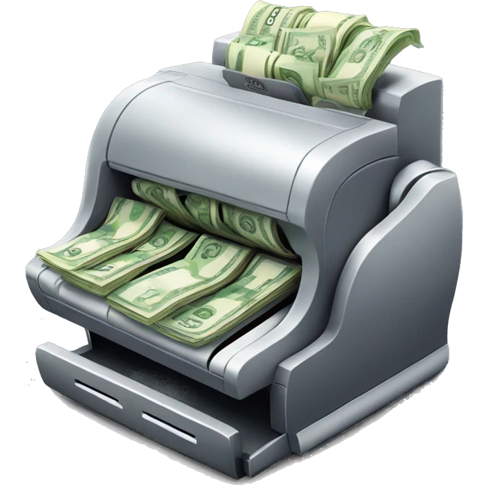 An emoji of a cash register overflowing with money, symbolizing growing profits. emoji