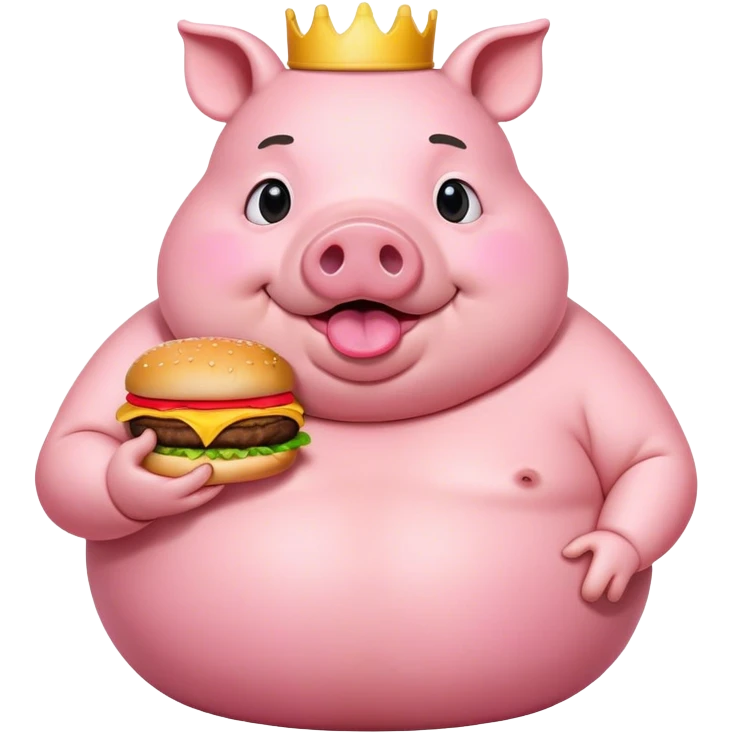 fat pig eating a big cheeseburger  emoji
