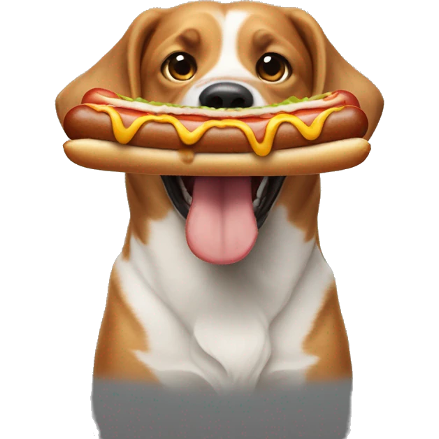 Dog eating hot dog emoji