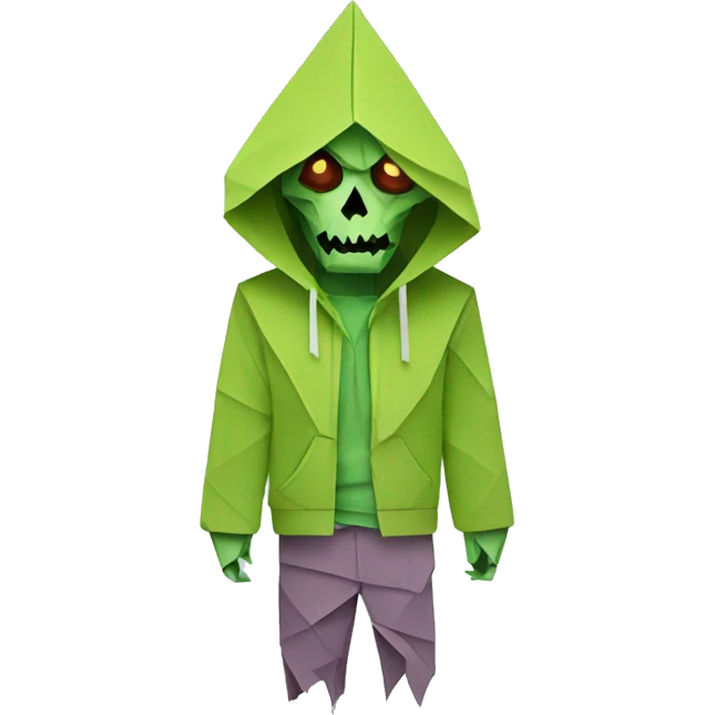 Origami zombie in a hoodie emoji