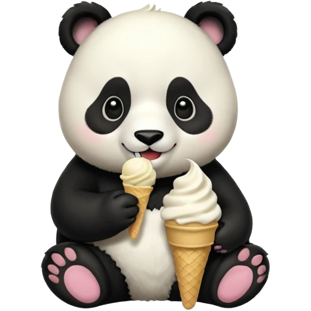 Panda eating ice cream emoji