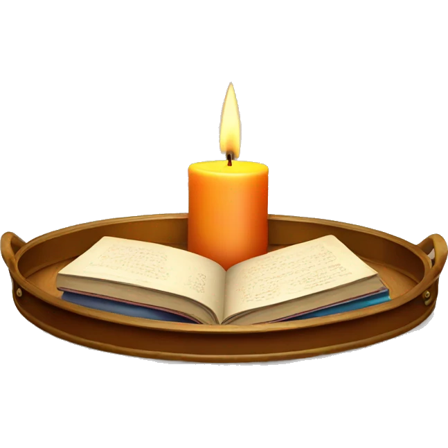 vintage tray with books and candle emoji