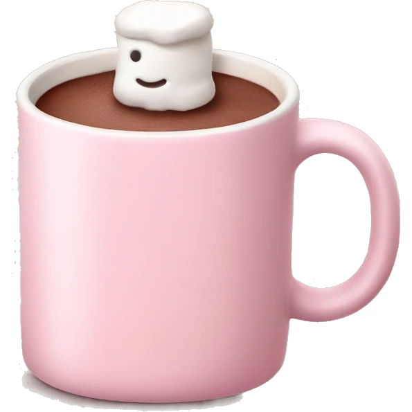 Light Pink mug of hot chocolate with marshmallows  emoji