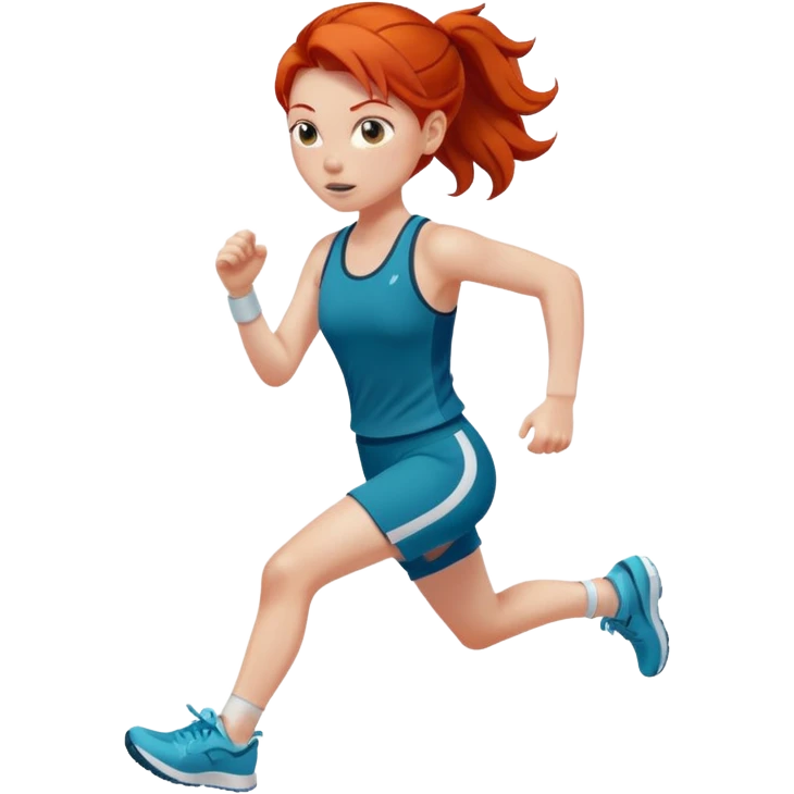 create a redhead girl dressed in a matching set running emoji