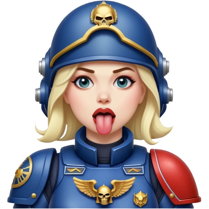 woman space marine salutes tongue out emoji