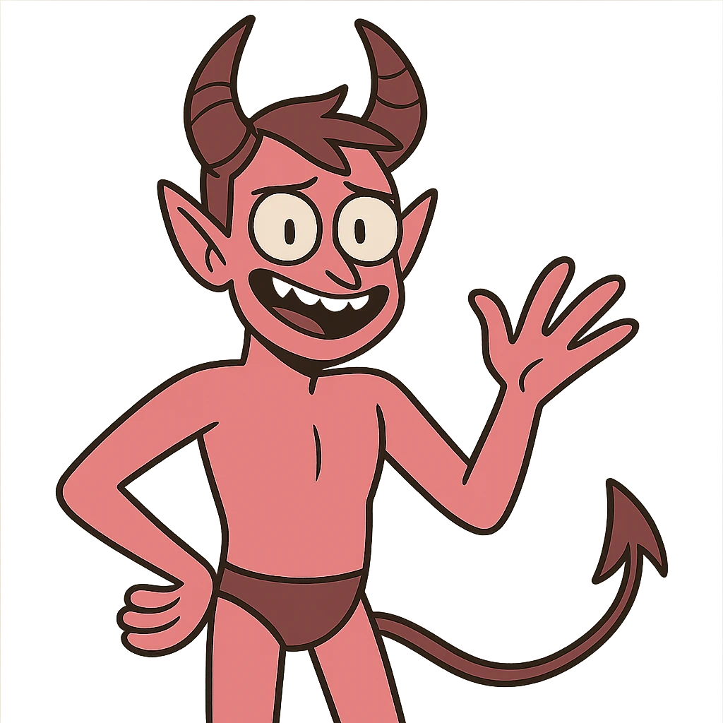 pink devil in cartoon style emoji