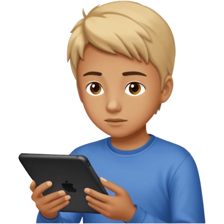 Teen gaming on tablet emoji