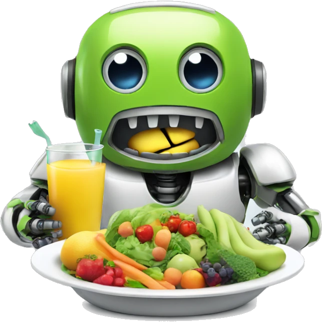 robot eating healthy food emoji