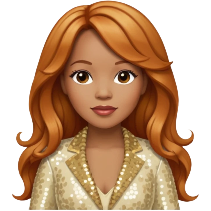 Tina Campbell from Mary Mary with long reddish blonde hair, cream sequin outfit emoji