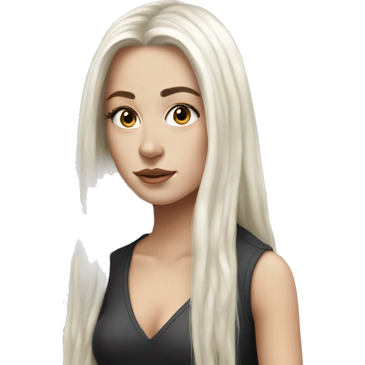 Hyper realism white girl with long black hair emoji