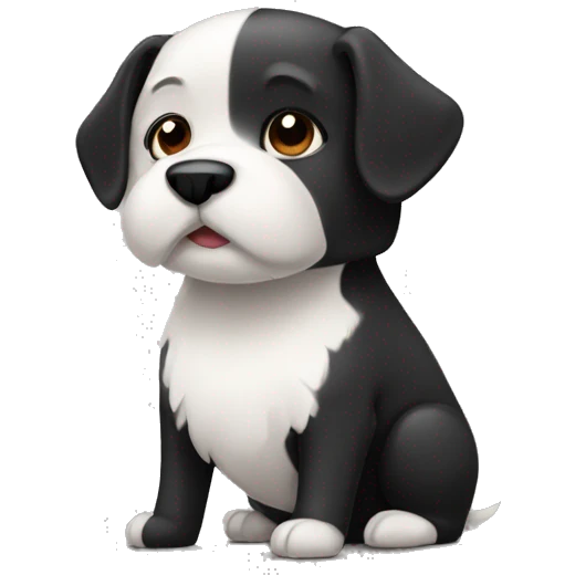 Perro podloo negro con pecho blanco  emoji